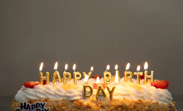 A birthday cake with candles that say happy birthday day. January birthdays by day: notable people organized by date