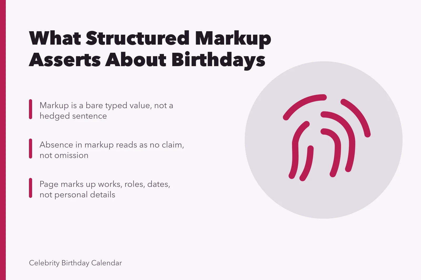 Card explaining structured markup claims about musicians' late-year birthdays. How to make sense of musicians with late-year birthdays (2027 update)