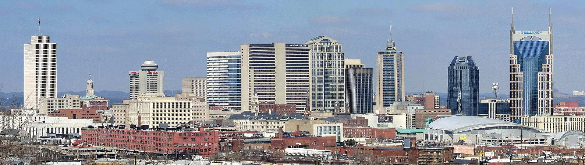 Panorama of Nashville, Tennessee. Nashville and Atlanta celebrity birthdays: sources and dates