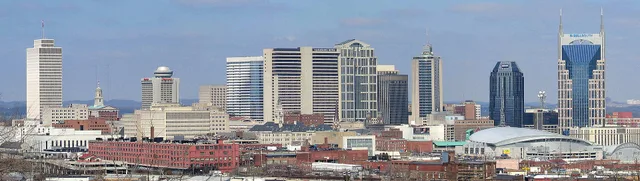 Panorama of Nashville, Tennessee. Nashville and Atlanta celebrity birthdays: sources and dates
